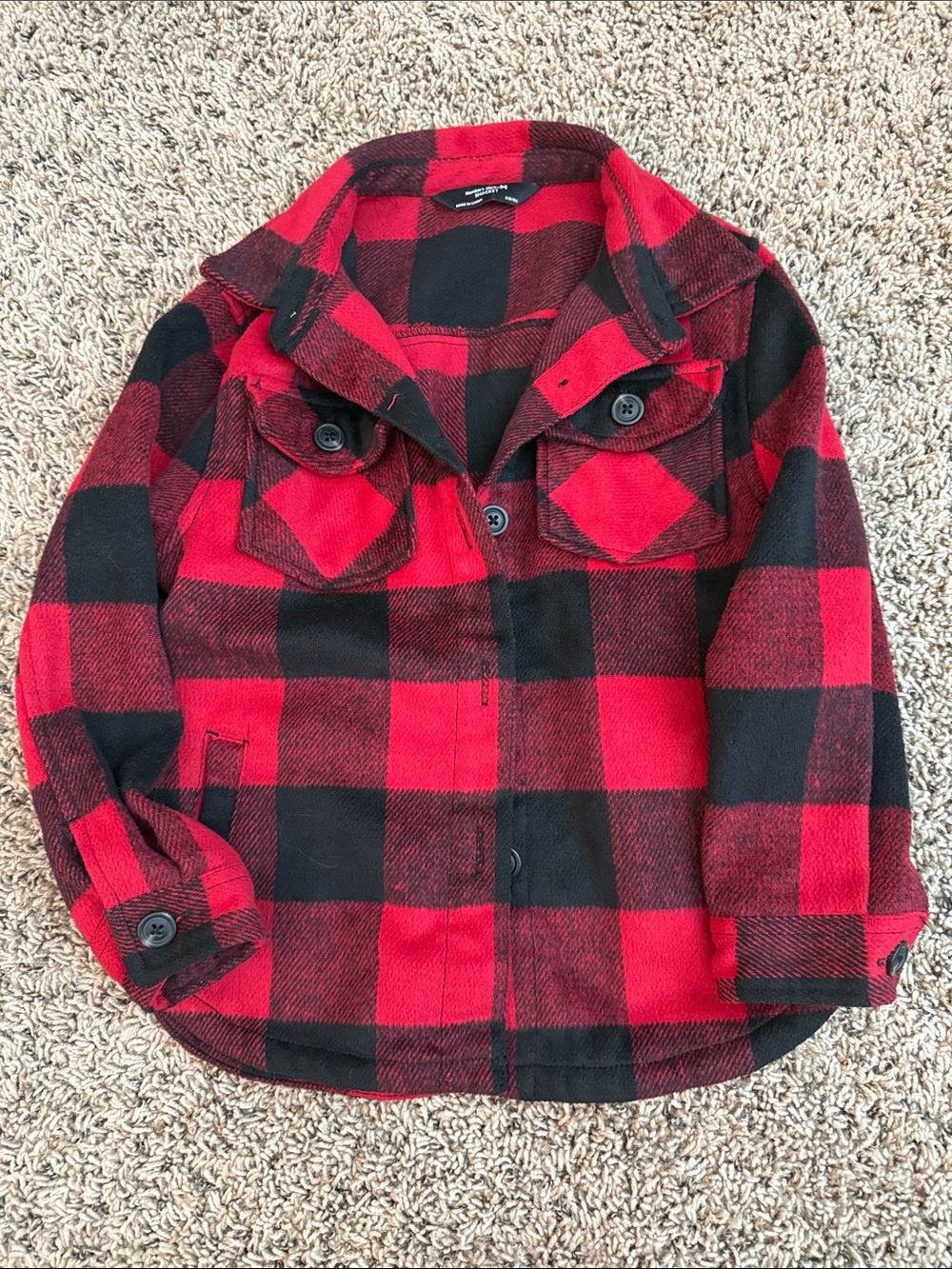 Children's Red & Black Buffalo Plaid Button-Front Shacket Jacket